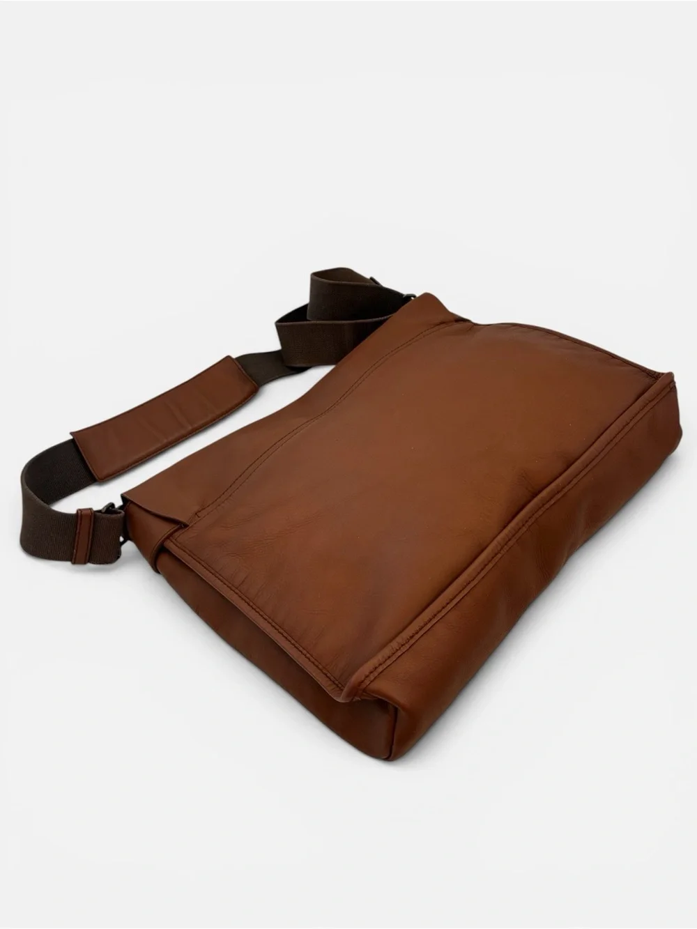 Yves Saint Laurent YSL Vintage Brown Leather Messenger Crossbody Bag